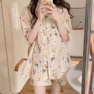 쉬블림로브 (반팔+반바지) 여성 홈웨어 플라워 패턴 잠옷 세트 GGWD0240