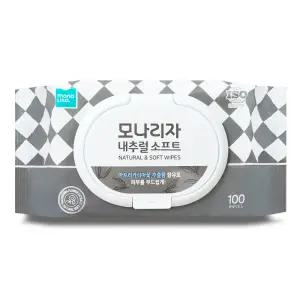 모나리자 내추럴 소프트 물티슈 캡형 100매 무자극 부드러운원단 가성비 안심물티슈