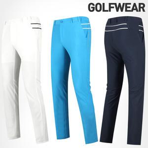 시원한 여름용 남성 골프바지 여름 남자 골프웨어 체크 슬림 스판 허리 밴딩 바지 의류 골프복 빅사이즈