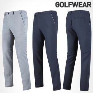 쿨 여름 체크 남성 골프바지 남자 골프웨어 슬림 스판 허리 밴딩 바지 의류 골프복 빅사이즈 면 시어서커