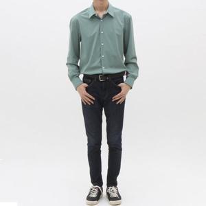 [더셔츠스튜디오] 딥그린 루즈핏 나일론 스판 솔리드 셔츠 (TSS317)