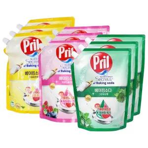 헨켈 프릴 베이킹소다 주방세제 1L 리필 x3개 퓨어레몬 와일드베리 그린허브