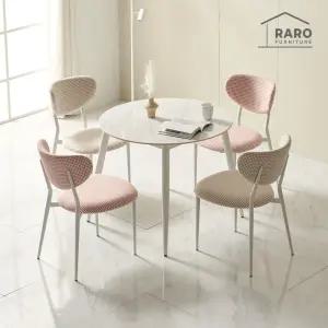 [/착불배송] 비오뜨 900 유광 원형 포세린 통 세라믹 식탁 세트 (식탁+의자4)