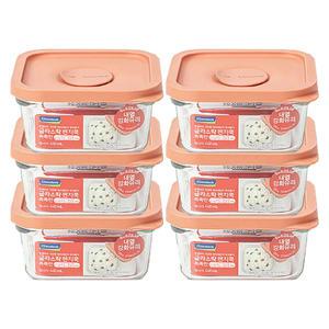 글라스락 햇밥용기 무드브릭  정사각, 440ml, 6개