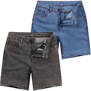 남자 청반바지 밴딩 스판 허리까지 전체 스판 연청 흑청 데님 반바지 여름 바지 남성 빅사이즈 30~38