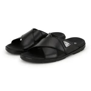 남성 로고 레더 블랙 샌들 2X3111 3LEM F0002