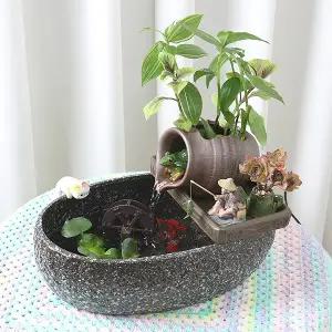 물레방아 미니분수대화분(MG-01) 집들이화분 (장식품 포함)
