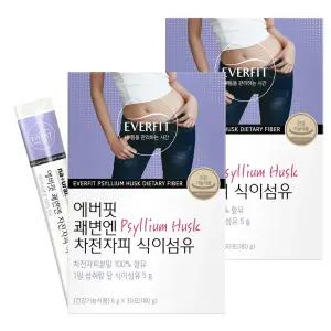 내츄럴플러스 에버핏 쾌변엔 차전자피 식이섬유 30포 X 2개 묵직한 아랫배 부드러운 장운동