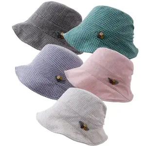 [navid1]와이어챙 잔체크 린넨 벙거지 시원한 여름 엄마 중년 여성 할머니 모자/YY64