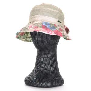 국산 여성 통기성 좋은 챙 꽃나염 뒷리본 벙거지 모자 KM-WH-0824-베이지