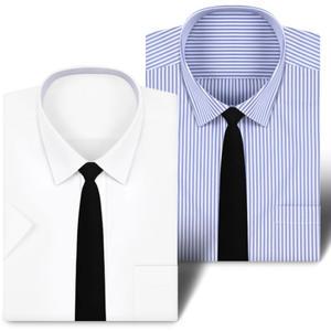 남성 반팔 와이셔츠 구김없는 스판 흰색 스트라이프 셔츠 여름 정장 드레스 남자 반팔셔츠 빅사이즈 95~130
