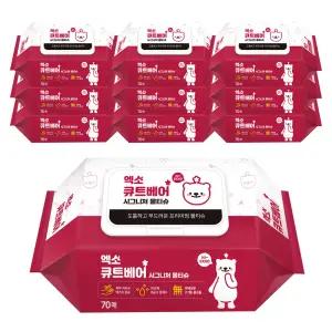 큐트베어 시그니처 고평량 물티슈 캡형 70매 10팩