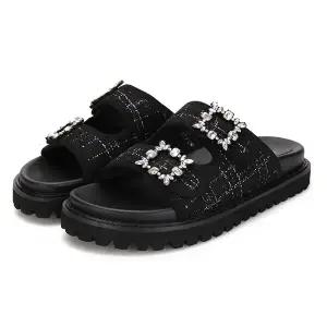 바바라 트위드 보석 몰드 여성슬리퍼 2cm_AAG336