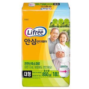 라이프리 1+1 안심 언더웨어 성인기저귀 대형 18개입 x 2개