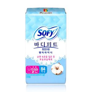 쏘피 바디피트 천연코튼 팬티라이너 일반 무향 84개입 용량 UP