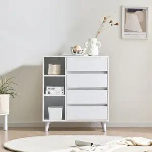 [우아미가구]오슬 3칸 오픈 4단 서랍 수납장 800