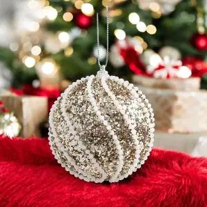 [하프클럽/]반짝이 크마스 오너먼트 볼 진주회오리 3p 8cm