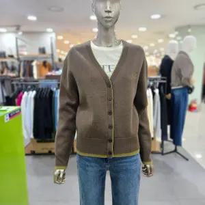 시슬리/애플아울렛/울 브렌드 배색 자수 니트 가디건 SAKC37461