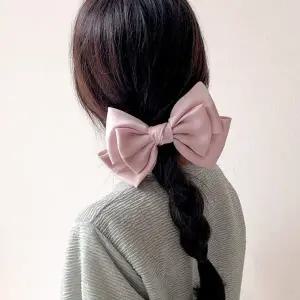 분홍 실크 국산 3단 리본핀 헤어핀 빅리본 머리핀-WEC9BC1