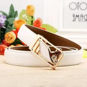 투도 자동버클 가죽벨트골드화이트여성 캐주얼벨트-WFB9ABB