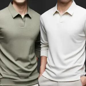 남성 오픈카라 긴팔티셔츠 봄가을 데일리 정장 카라티 레이어드 흰티 남자 긴팔카라티