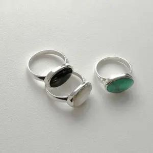 타원 원석반지 자개 터키석 오닉스 유색보석반지 925은반지