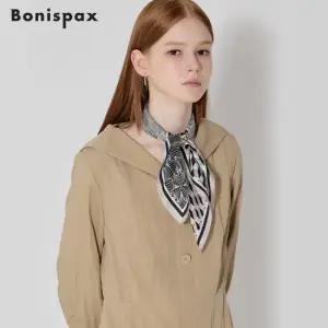 보니스팍스 사각쁘띠 프린트배색 머플러