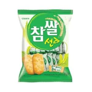 크라운 참쌀선과 대 253g/곡물스낵/달콤/쌀과자/대용량/어르신/간식/전병/옛날/과자/어른간식/건강/참쌀