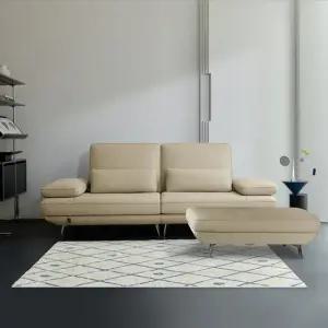 [가죽클리너 증정][다우닝] 플라나 베이직 3인 전체 천연가죽 소파+스툴