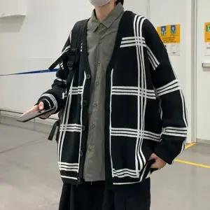 남성 2컬러 간절기 아우터 루즈핏 체크 가디건