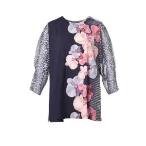 [롯데백화점]몬테밀라노 화사한 나염 배색 소매쉬폰 티셔츠 XK206T3068A