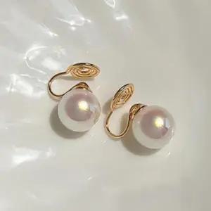 [룽스]단아한 큐빅귀걸이 스타일 진주 고리 타입 귀걸이