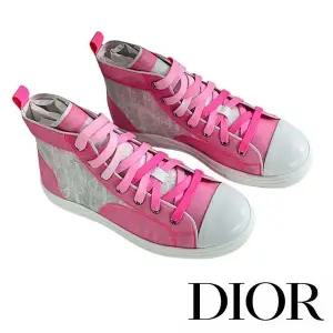 [DIOR]디올 오블리크 하이탑 스니커즈 핑크 35사이즈 151123588