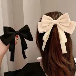 여자 하객룩 데이트 검정 아이보리 왕 리본 머리핀 검정리본핀 왕리본핀