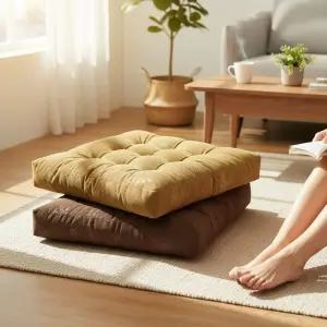 클래식 코듀로이 사각 방석 55x55 감성 골덴 쿠션 거실 좌식용 브라운 카키방