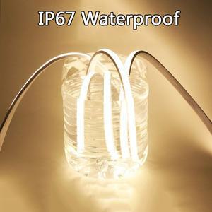 220V Led 스트립 고휘도 방수 COB LED EU 플러그 룸 침실 야외 정원 조명