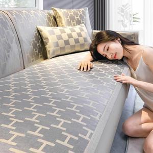 쇼파커버 시원한 아이스 실크 기술 거실 소파 쿠션 미끄럼 방지 커버 먼지 천 긁힘 여름