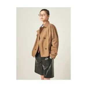 빈폴 BEANPOLE LADIES 코튼 숏 더블 트렌치 브라운 (BF583TC01D) BF583TC01D 112345