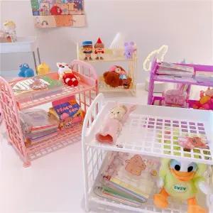 접이식 2단 미니 선반 데스크 화장대 욕실용품 정리 수납