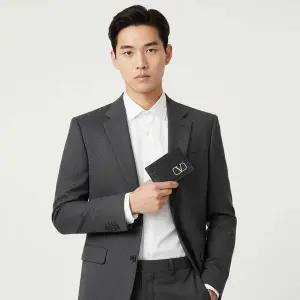 [발렌티노] 브이로고 타입 그레이니 카프스킨 카드 홀더 블랙 152582261