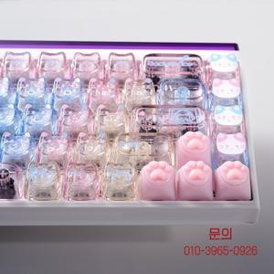 카와이 고양이 모양 키캡 79키 MOA 프로파일 PC 소재 기계식 키보드 MX 스위치 투명 선물