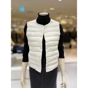 여자 브이 라운드넥 베이직 경량 패딩 조끼