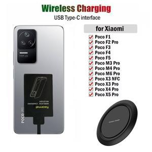 샤오미호환 포코 F4 F3 F2 프로 M3 M4 X3 X4 NFC 5G 용 무선 충전기 패드 + C타입 Qi 5W 수신기 RZ01