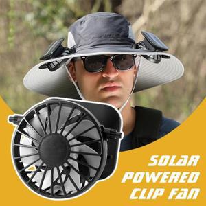 12개 야외 탈부착형 태양열 충전 팬 모자, 넓은 챙 하이킹 캠핑 바이저 버킷햇 액세서리