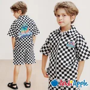 [앤디애플] 썸머웨이브체커보드카라상하복