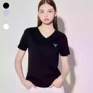 게스 진 여성 에어로쿨 미니삼각 브이넥 반팔티셔츠 YP2K9490 YP2K9490JE