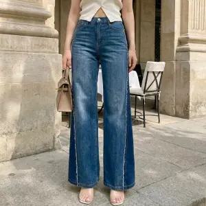 배색수술부츠컷 여름 하우룩 밴딩 와이드 투톤 배색 부츠컷