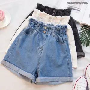 이너퀸 여성 빅사이즈 셔링밴딩 A라인 하이웨스트 청반바지 데님 숏츠 여름 밴딩바지 663셔링밴딩진