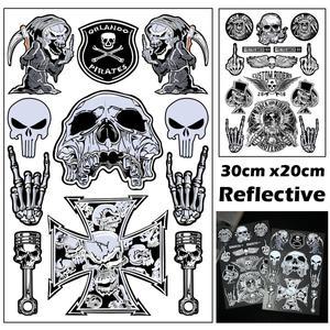 레트로 해골 반사 오토바이 스티커 모토 바디 헬멧 데칼 액세서리 Harley-Davidson Triumph Royal Enfield