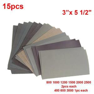 샌딩페이퍼 15개 세트 자동차용 사포 400 600 3000 800 1000 1200 1500 2000 2500 그릿 건식 도구